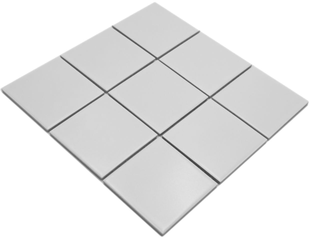 Mosaique Carre uni blanc mat Ceramique aspect blanc