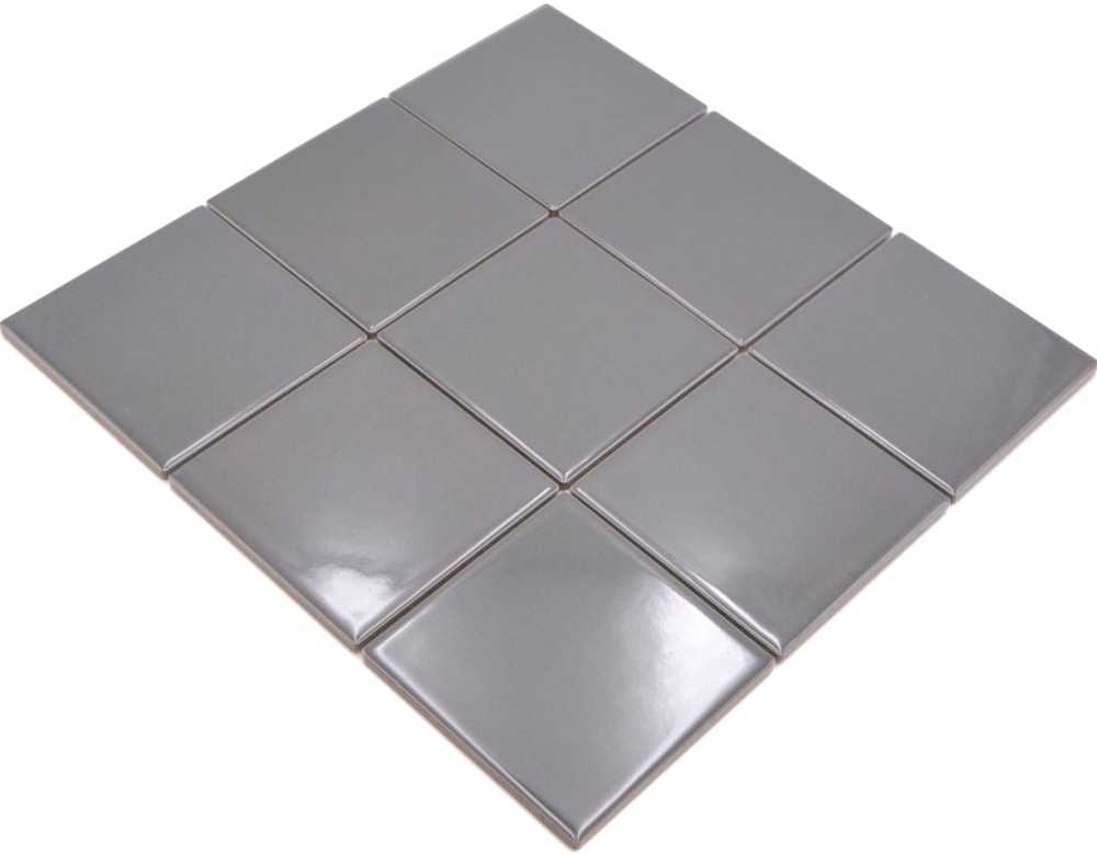 Mosaico cuadrado uni metal ceramica brillante metal gris