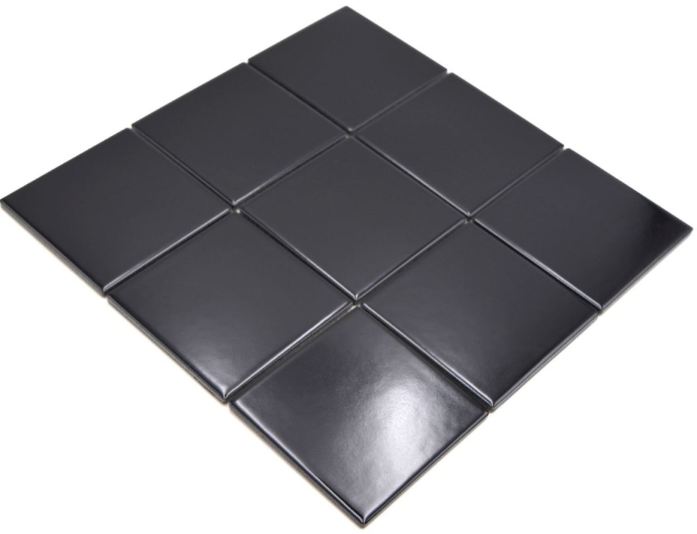 Mosaik Quadrat uni schwarz matt Keramik