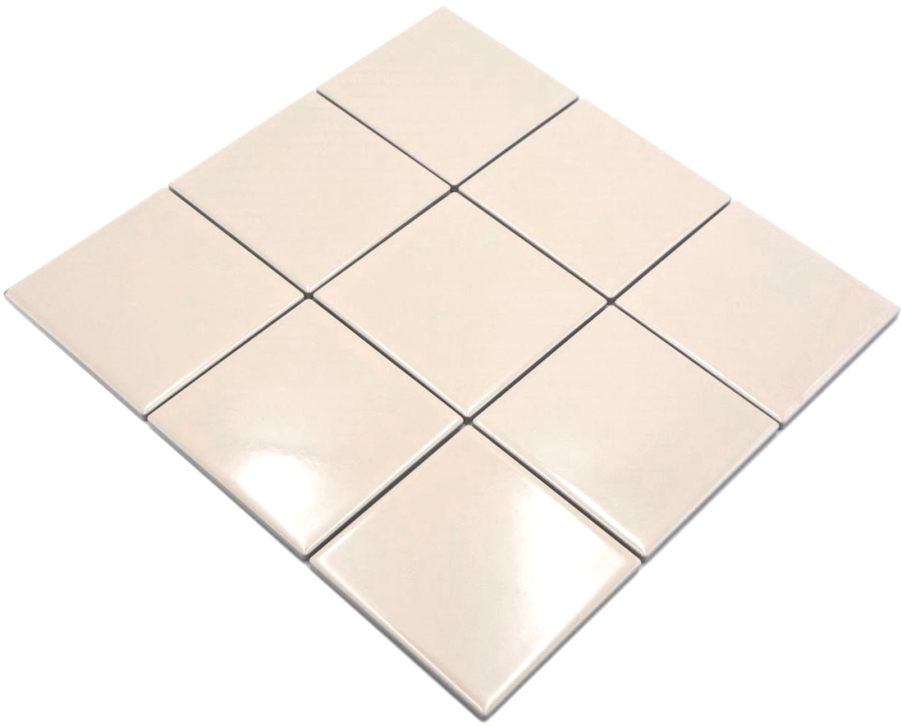 Mosaik Quadrat uni beige glänzend Keramik