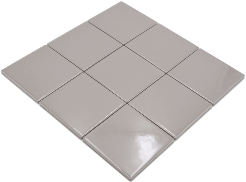 Mosaik Quadrat uni schlamm glänzend Keramik