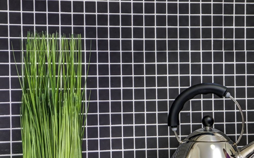 Mosaik Quadrat uni schwarz matt Keramik