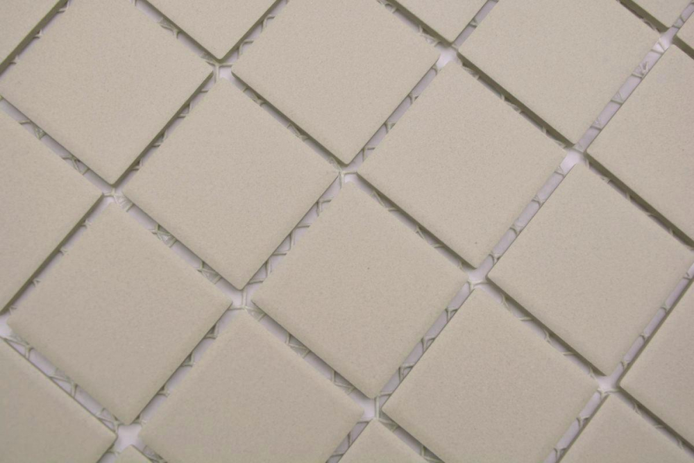 Mosaique Carre uni beige clair non emaille Ceramique mate R10