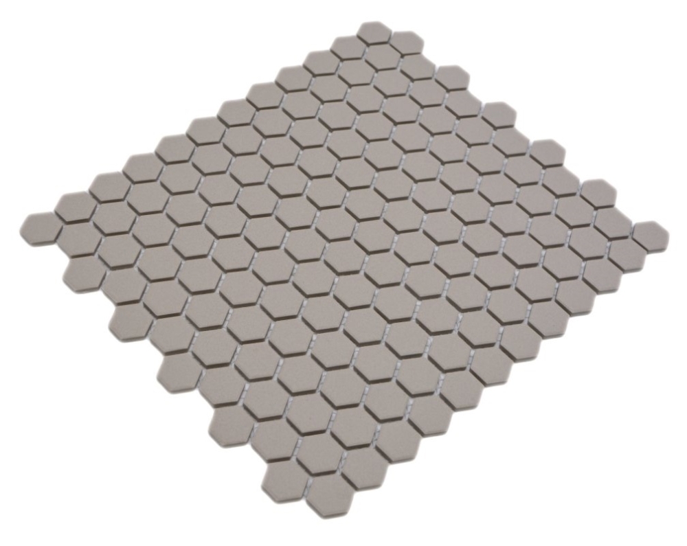Mosaik Hexagon uni hellgrau unglasiert Keramik Hexagonoptik matt R10