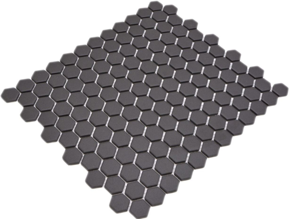 Mosaik Hexagon uni schwarz unglasiert Keramik Hexagonoptik matt R10