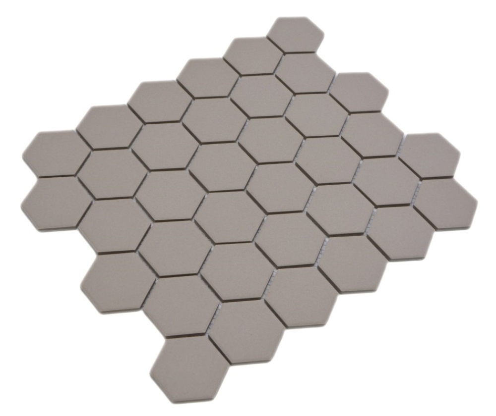 Mosaik Hexagon uni hellgrau unglasiert Keramik Hexagonoptik matt R10