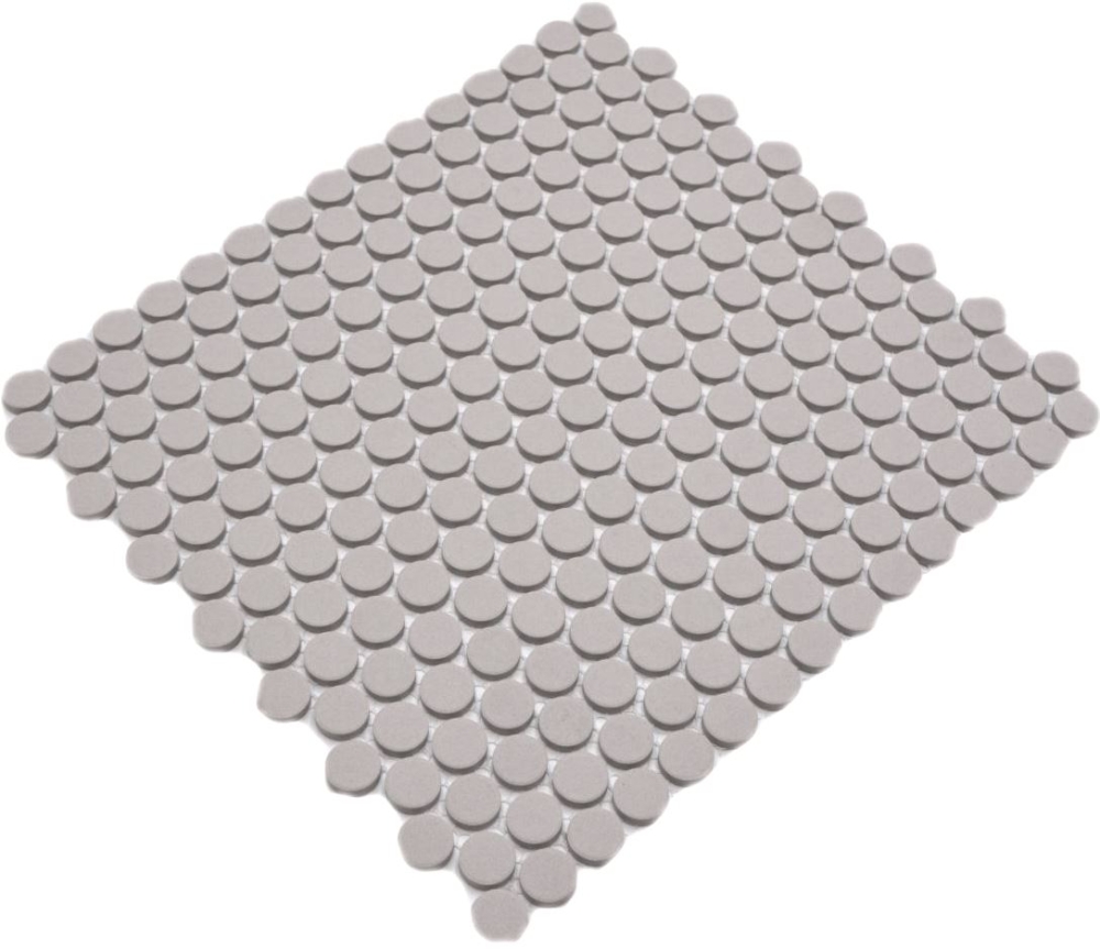 Mosaik Knopf uni hellgrau unglasiert Keramik Rundoptik matt R10