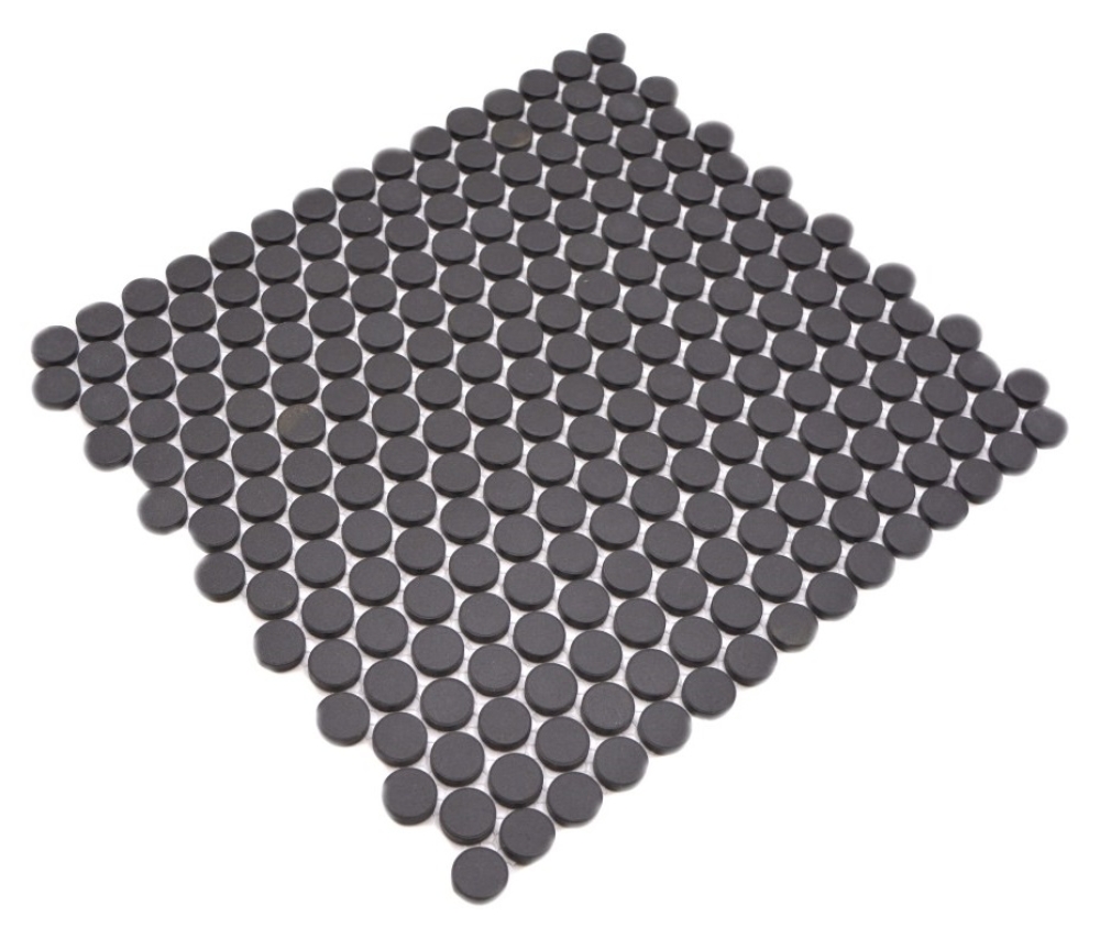 Mosaik Knopf uni schwarz unglasiert Keramik Rundoptik matt R10