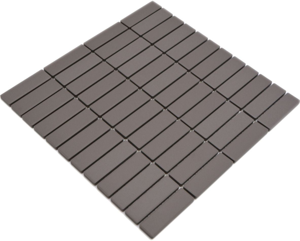 Mosaik Fliese Keramikmosaik Stäbchen schlamm grau unglasiert 24B-0204-R10
