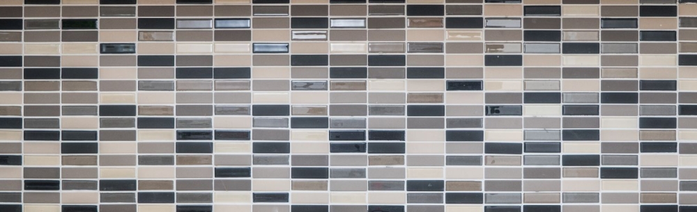 Mosaik Kreuzverbandoptik Keramik Glas unglasiert hellbeige grau matt - 10 Mosaikblaetter