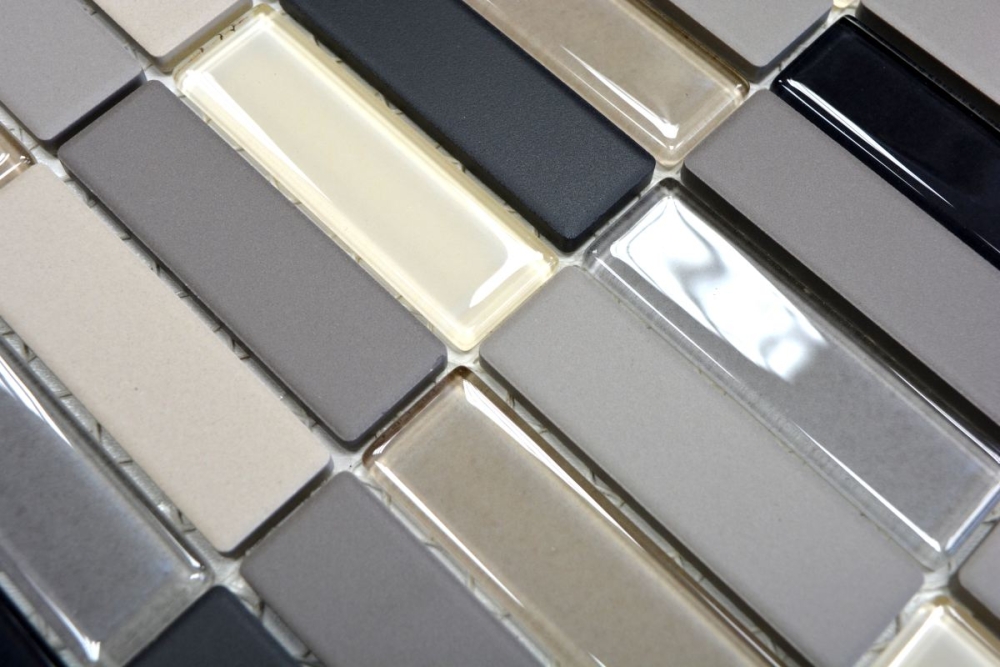 Mosaique Carreau Ceramique beige clair gris batonnets non emailles verre 24-CUSTG61