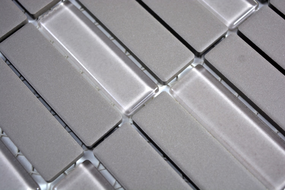 Mosaik Fliese Keramik Stäbchen grau unglasiert Glas