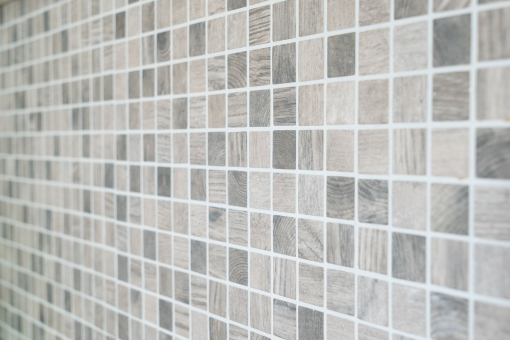 Mosaique Carre ECO Structure bois gris-beige VERRE imitation bois mat