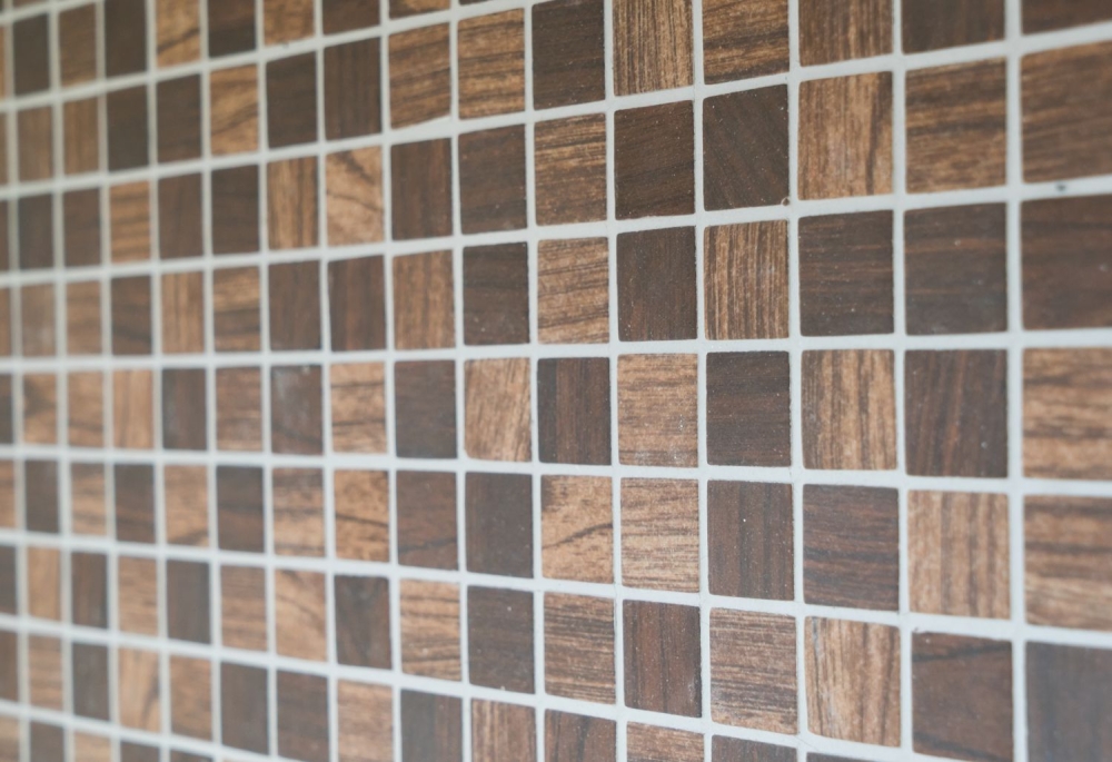 Mosaique Carre ECO Structure bois brun brun fonce VERRE imitation bois mat