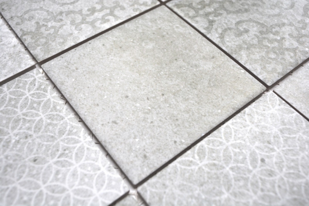 Mosaico cuadrado shabby chic gris ceramica shabby chic look gris mate