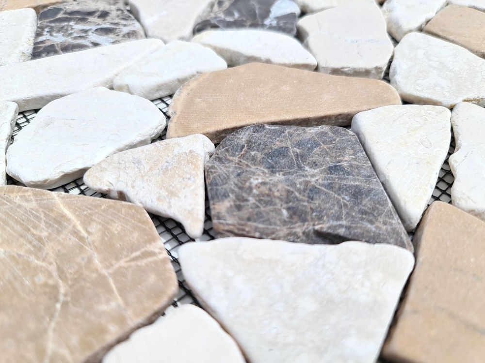 Bruchmosaik Polygonal Marmor Natursteinmosaik beige braun Castanao Cream 44-30-190