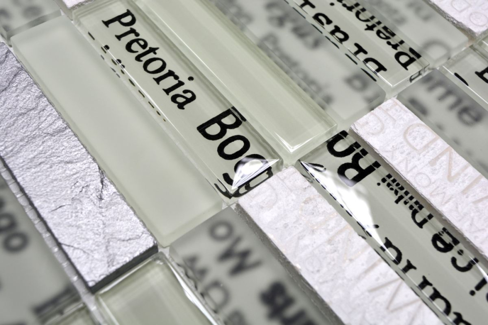 Mosaik Rechteck Glasmosaik Stein mix weiß Mix Transluzent Kreuzverbandoptik matt