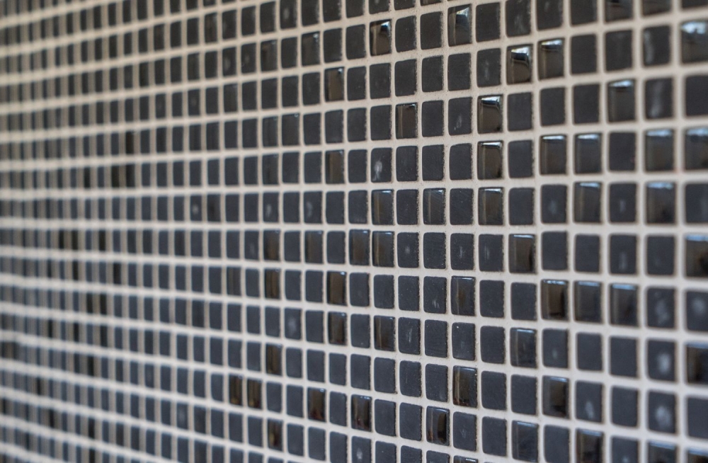 Mosaique Carre Enamel noir mat avec verre ECO GLAS micro-optique