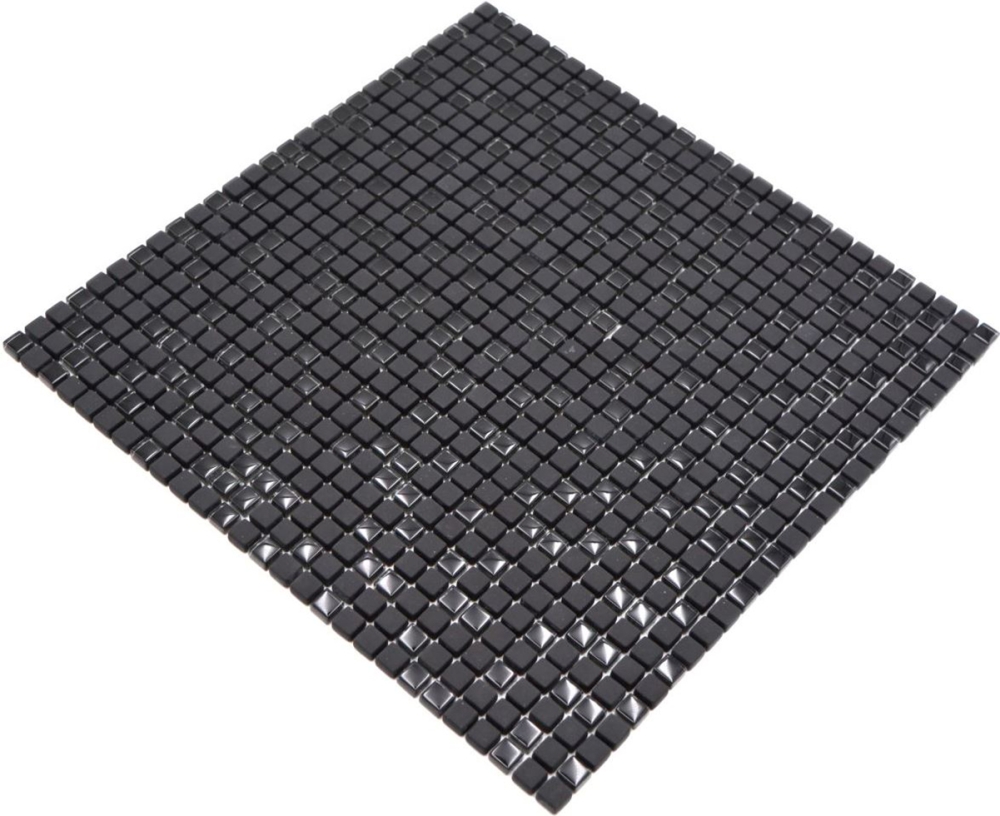 Mosaique Carre Enamel noir mat avec verre ECO GLAS micro-optique