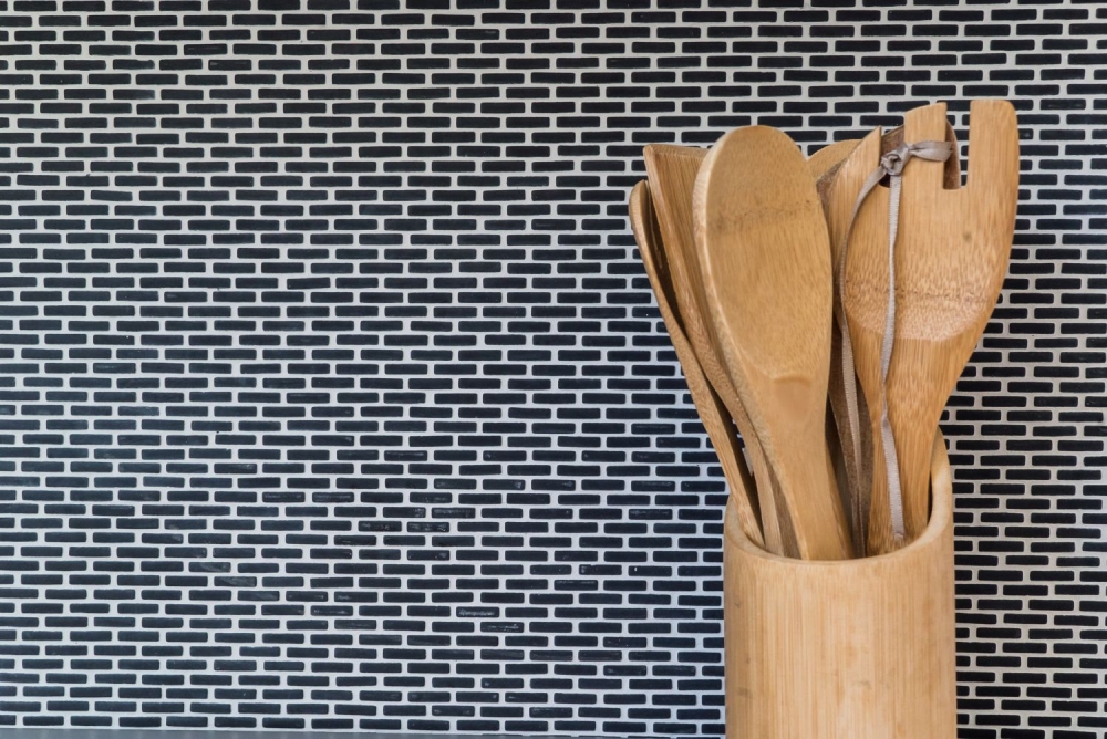 Mosaik Brick Enamel schwarz matt ECO GLAS Mauerverbandoptik