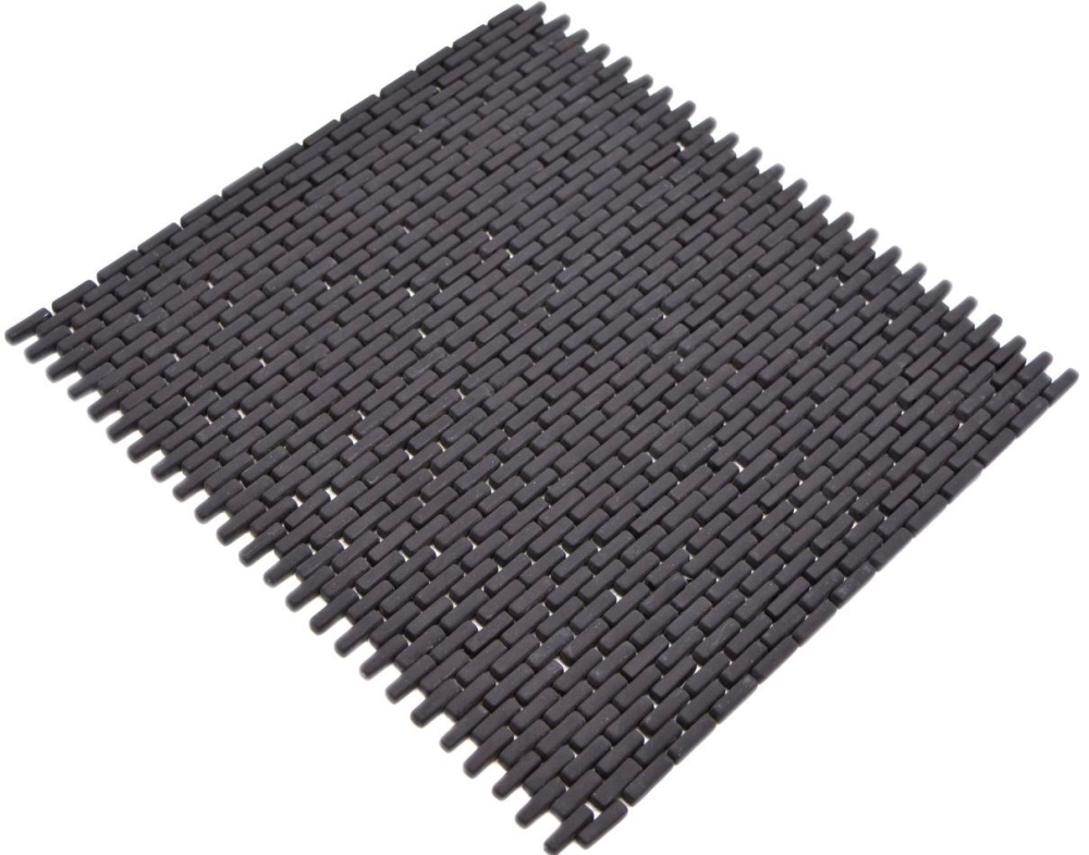 Mosaik Brick Enamel schwarz matt ECO GLAS Mauerverbandoptik