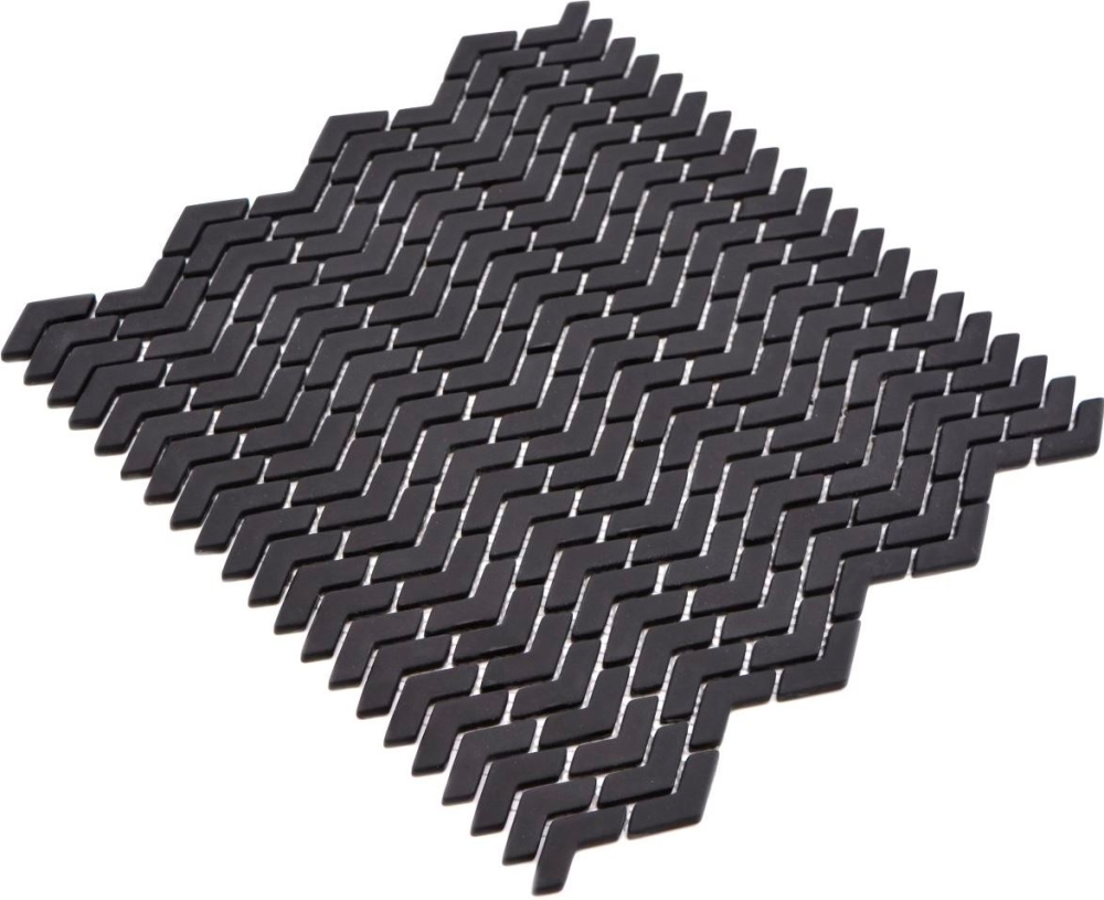 Mosaique chevron Enamel noir mat ECO GLAS aspect chevron