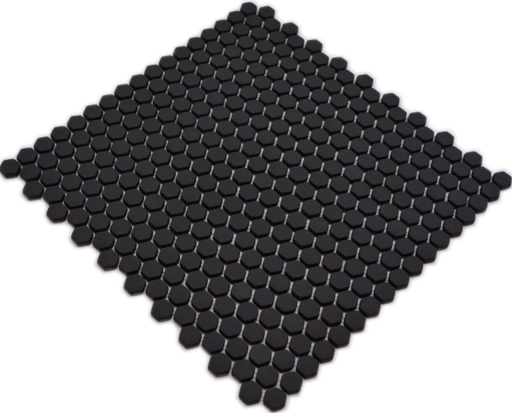Mosaico Hexagono Esmalte negro mate ECO GLAS aspecto hexagono