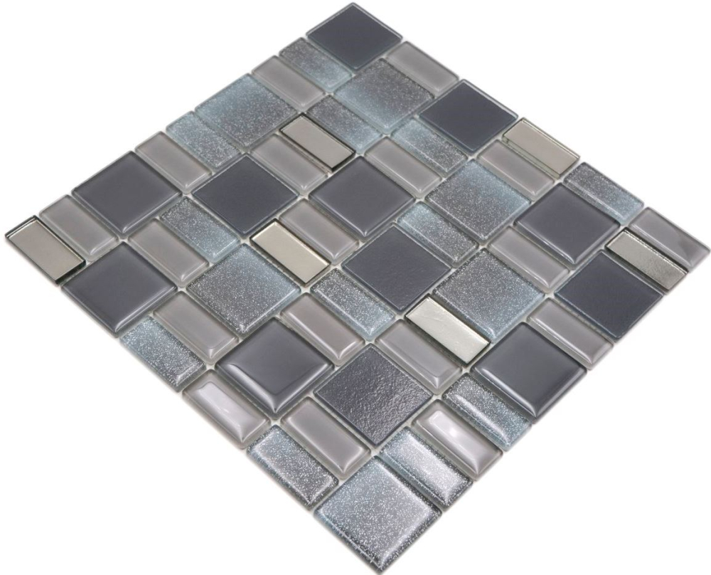Carreaux de mosaique Mosaique de verre Anthracite gris Cream irise
