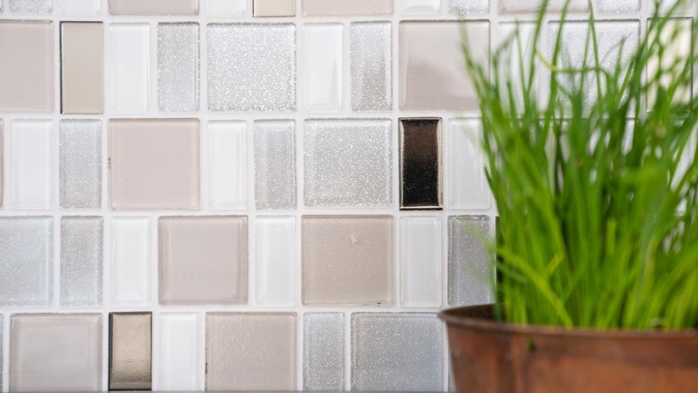 Carreaux de mosaique Mosaique de verre Blanc gris Beige Perle irisee perle
