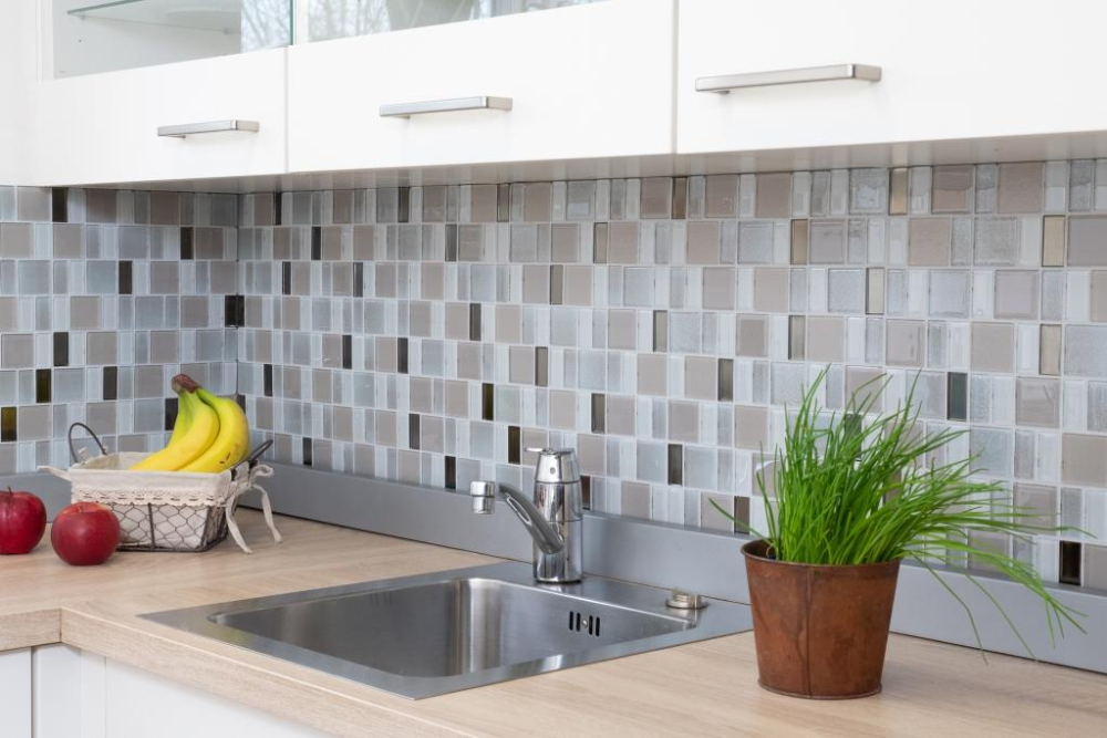 Carreaux de mosaique Mosaique de verre Blanc gris Beige Perle irisee perle
