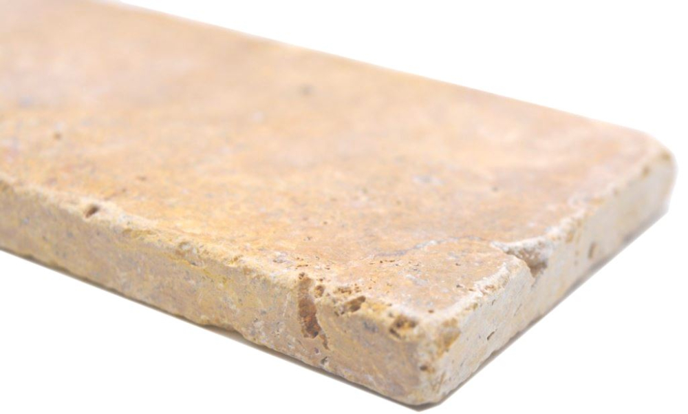 Pierre naturelle Carreaux de mosaique Travertin jaune d'or mat mur sol cuisine salle de bain douche - F-45-M510