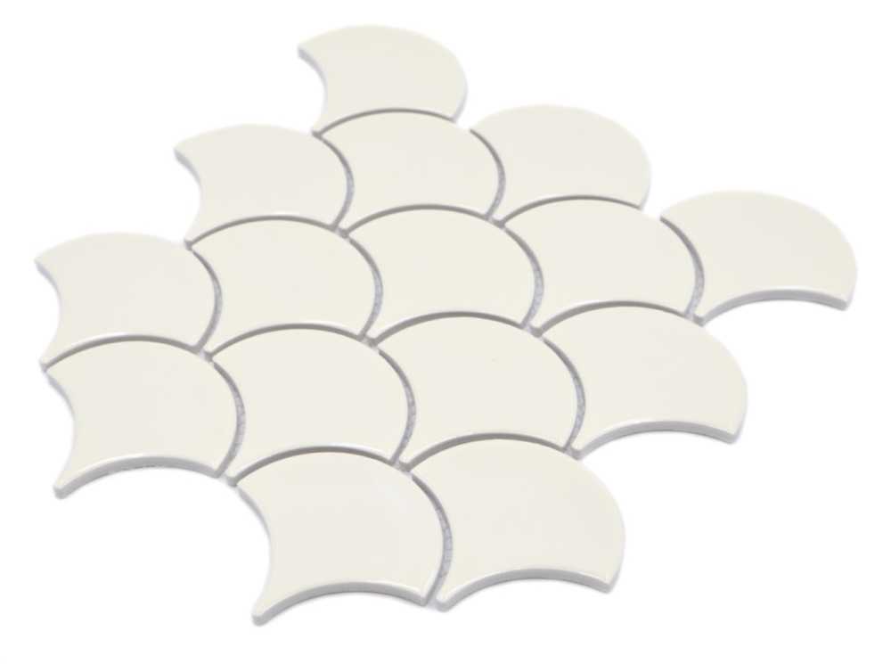 Mosaico azulejos liso marfil brillante onda ceramica