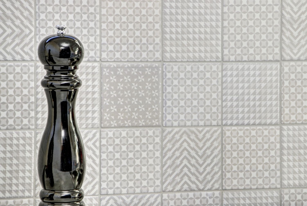 Mosaique Carre Geo White Ceramique retro blanc brillant