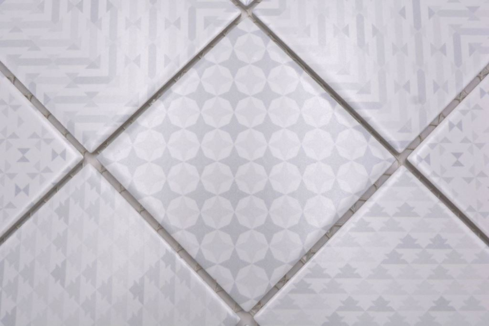 Mosaique Carre Geo White Ceramique retro blanc brillant