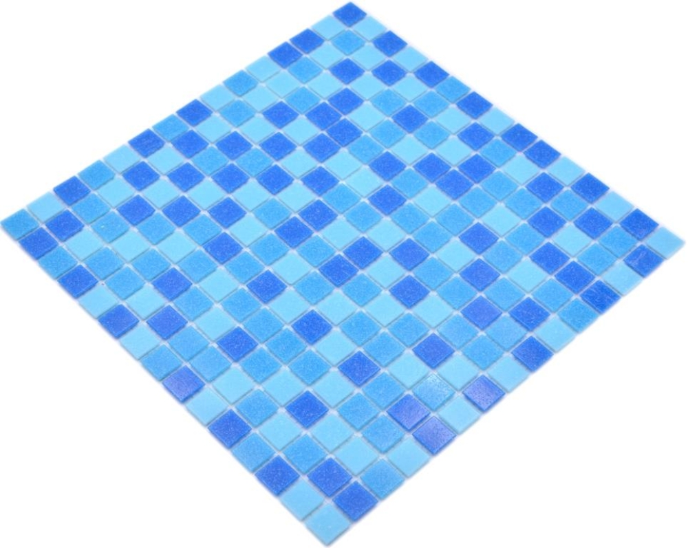 Schwimmbad Mosaik Fliese Poolmosaik Glasmosaik Eisblau Mittelblau Blau- 210-PA327