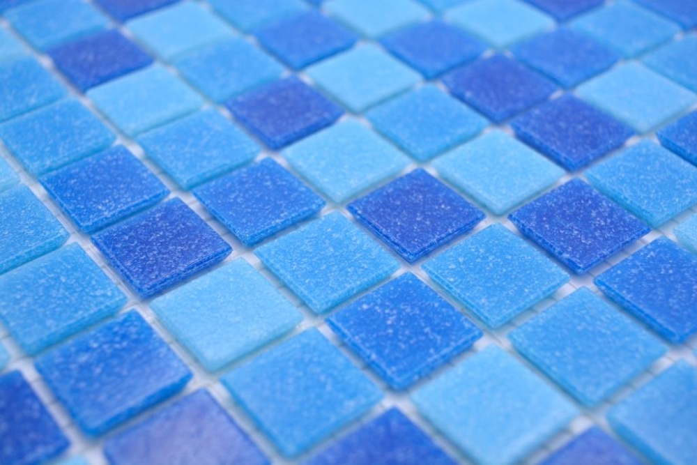 Schwimmbad Mosaik Fliese Poolmosaik Glasmosaik Blau Hellblau Mittelblau Dunkelblau II - 210-PA335