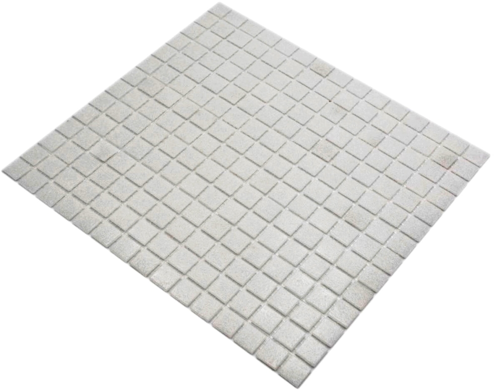 Mosaik Rueckwandverkleidung Pooloptik Glas weiss glaenzend - 10 Mosaikblaetter