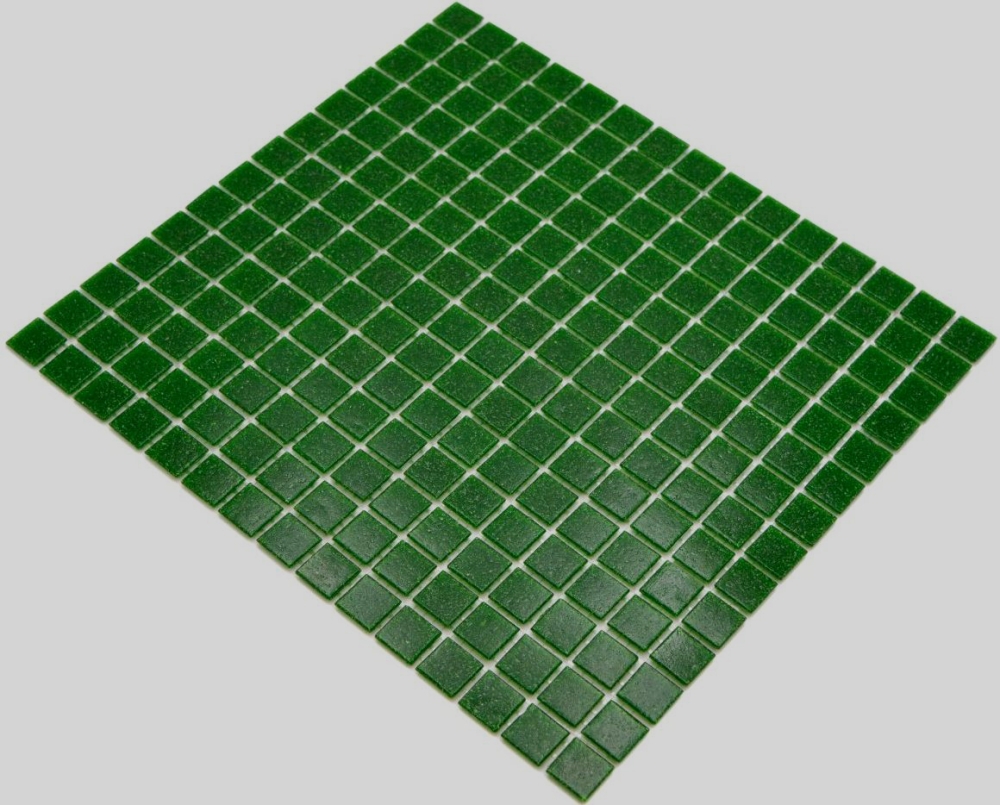 Mosaique aspect piscine verre vert fonce brillant - 10 feuilles de mosaique