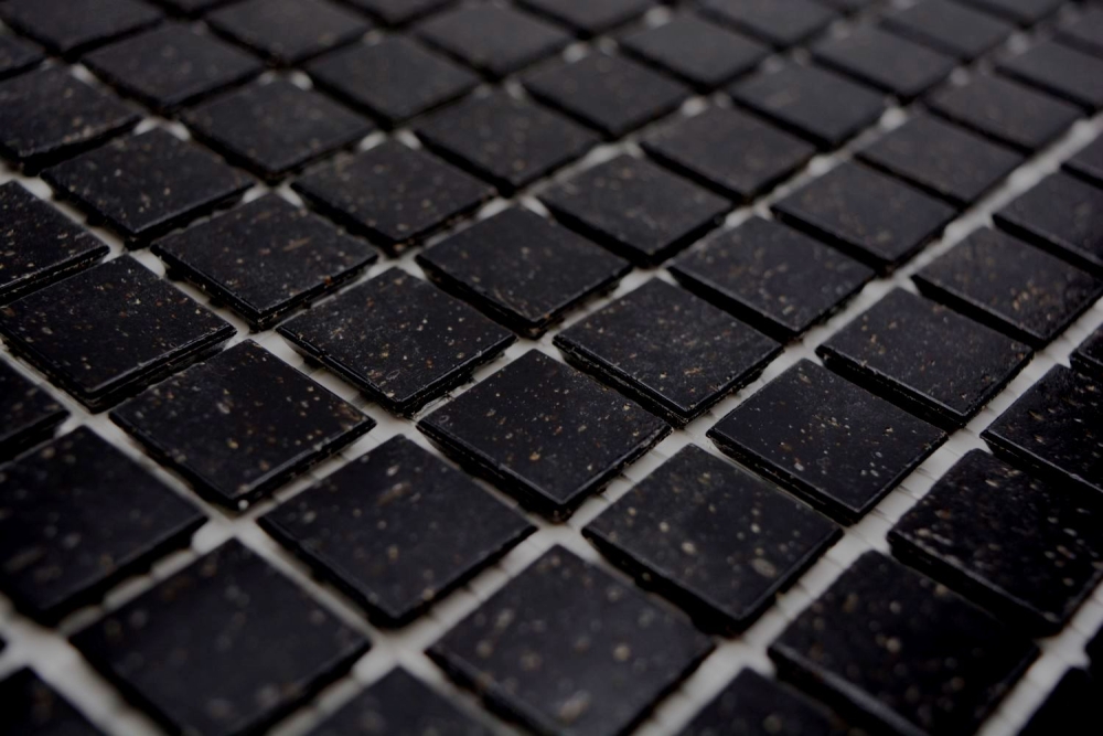 Mosaik Pooloptik Glas schwarz glaenzend - 10 Mosaikblaetter