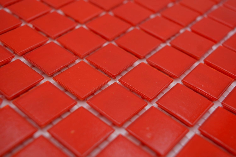 Mosaic pool optic glass red shiny - 10 mosaic sheets