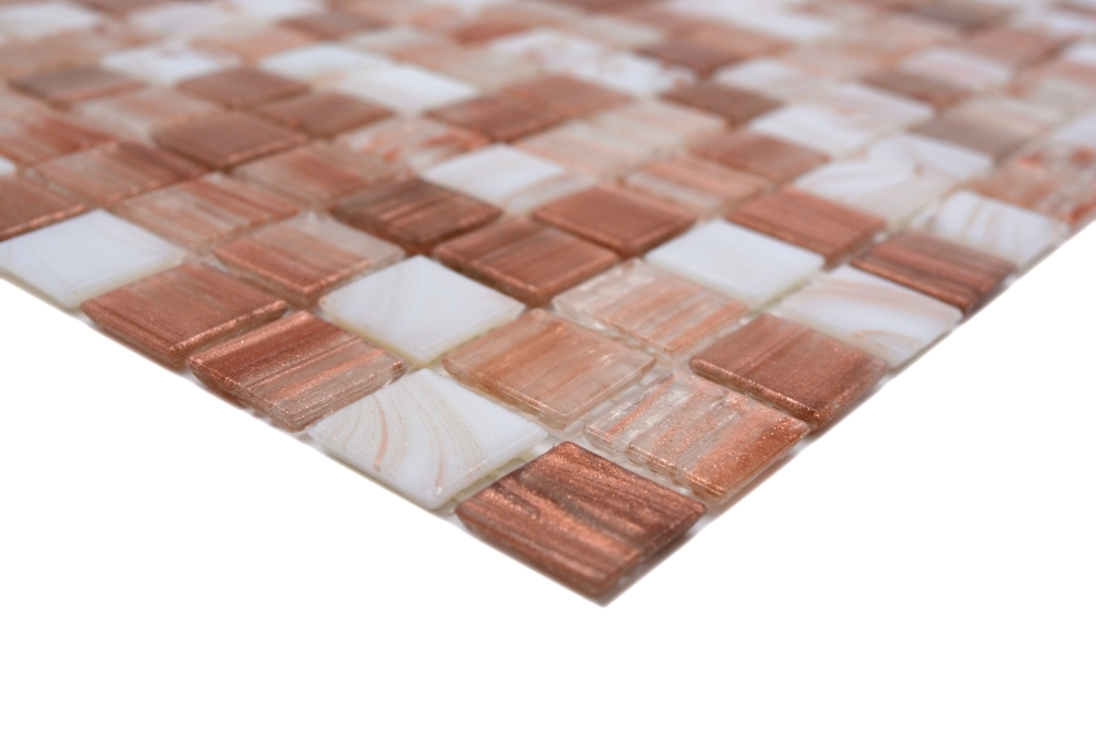 Mosaique Quadrat mix Goldstar clair blanc bronze verre mat