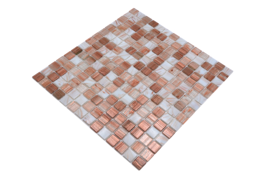 Mosaique Quadrat mix Goldstar clair blanc bronze verre mat