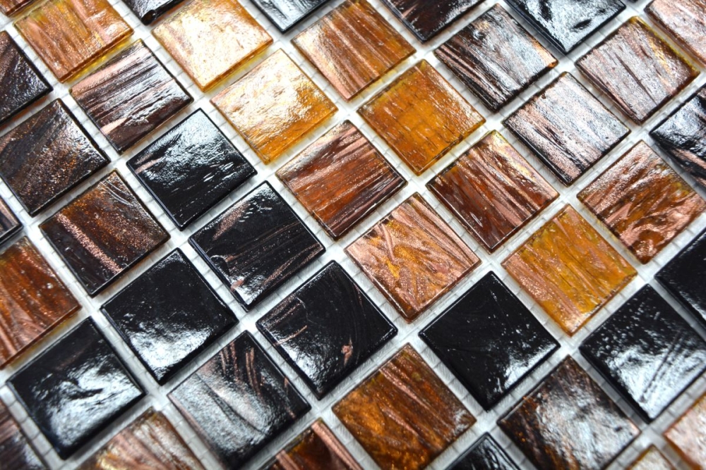 Carreau de mosaique de verre Marron fonce Marron dore Marron dore Carreau mural Carreau de cuisine Salle de bain - 54-1306