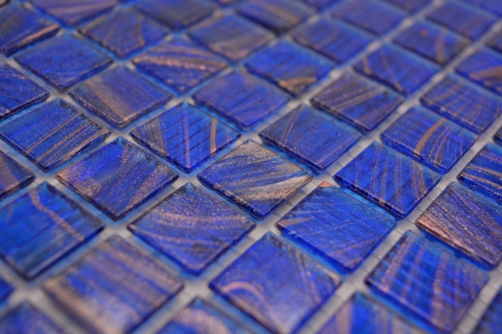 Mosaique aspect piscine verre bleu brillant - 10 feuilles mosaique