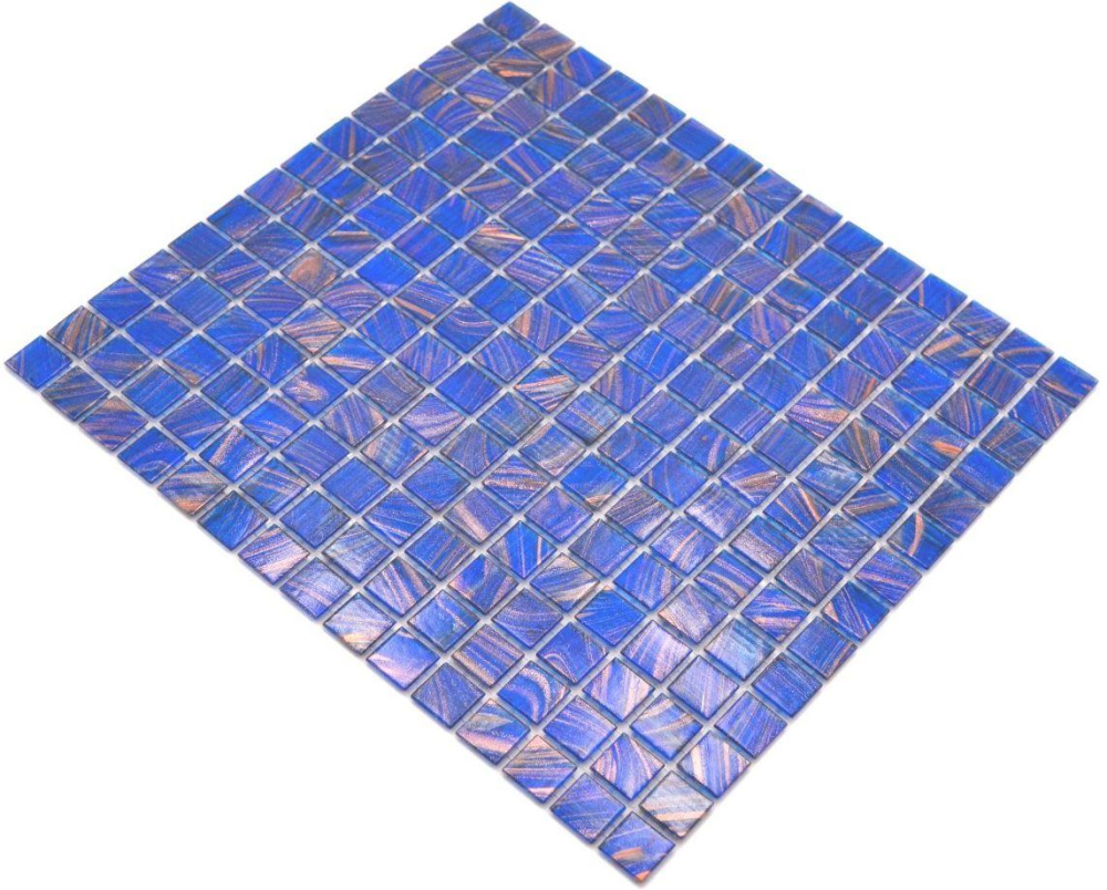 Mosaique de verre Bleu Bleu signal Cuivre changeant