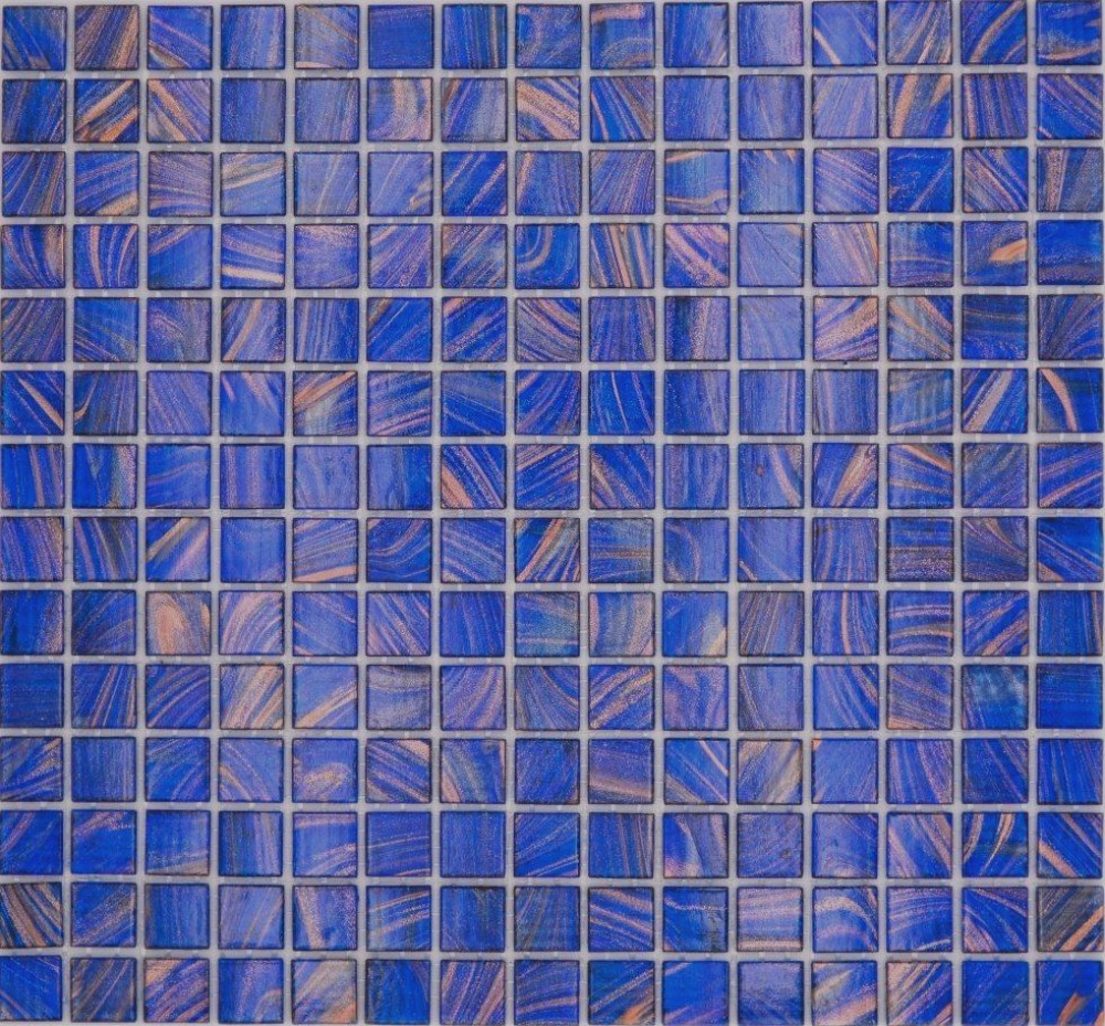 Glasmosaik Mosaikfliese Blau Signalblau Kupfer changierend