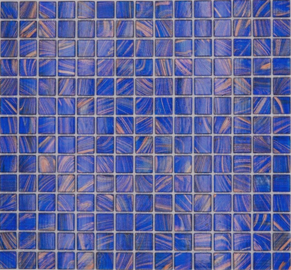 Mosaikfliese Glasmosaik Blau Signalblau Kupfer changierend