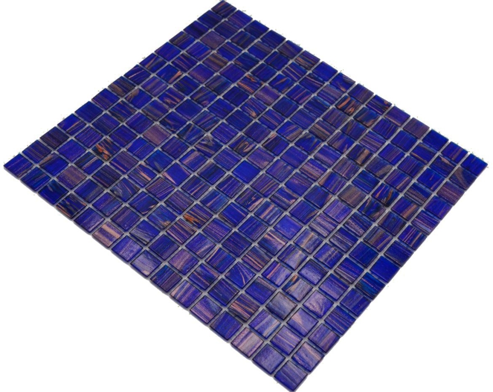 Mosaico effetto piscina in vetro blu scuro lucido - 10 fogli di mosaico