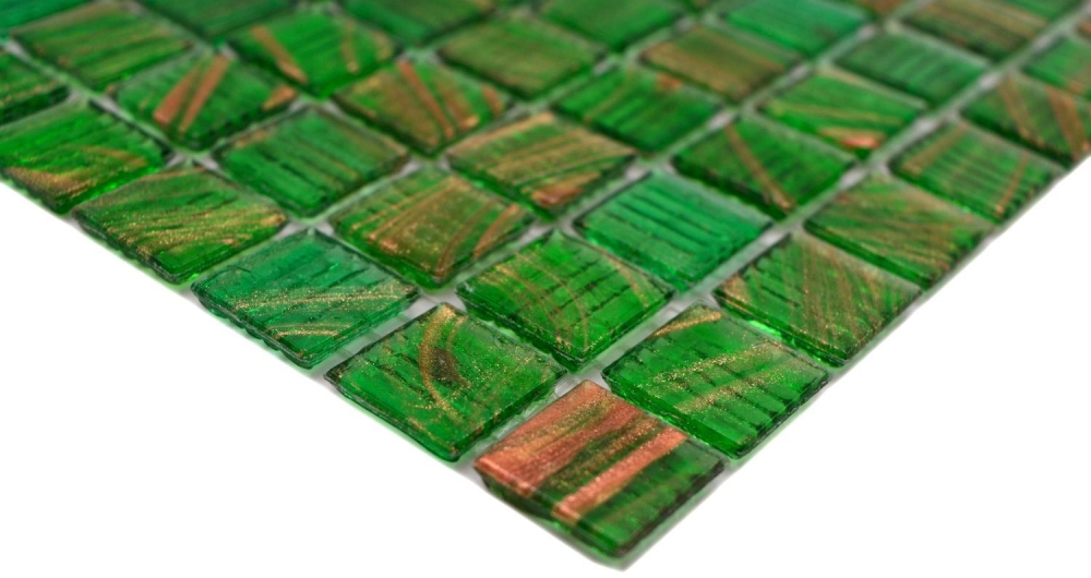 Mosaico de vidrio con aspecto de piscina verde claro brillante - 10 hojas de mosaico