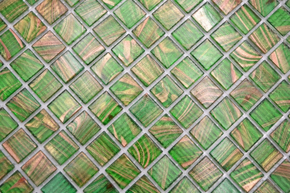 mosaique de verre carreau de mosaique vert perle clair vert clair or cuivre changeant